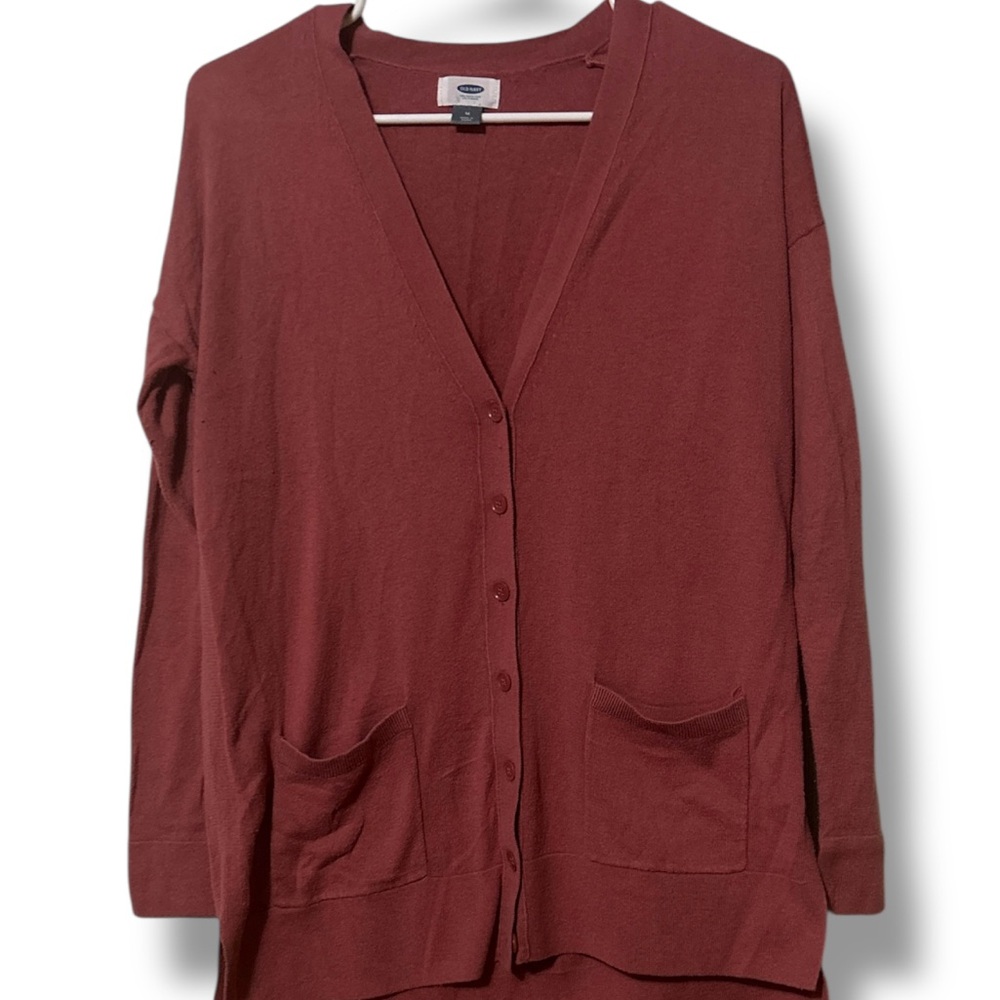 Old Navy Red Cardigan Sweater V-Neck Knit
